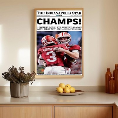 Indiana Hoosiers Champs Newspaper Style College Football Poster