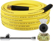 Truck Tire Inflator Kit, 3/8 in x 50 ft Hybrid Air Hose with Glad Hand  Air C...