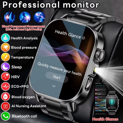 2026 ECG PPG Smart Watch Bluetooth Call Uric Acid Lipid Tracker 2.01 Inch
