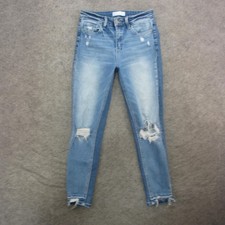 Vervet Blue Jeans Womens 26 Light Wash Distressed Skinny Stretch Denim Raw Hem