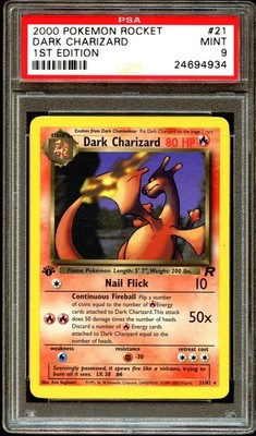 PSA 9 MINT Dark Charizard 21/82 RARE Team Rocket 1ST EDITION