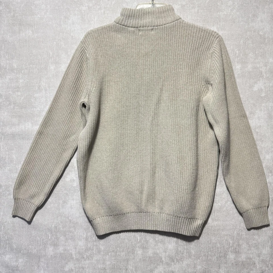Suéter IZOD Para Hombres Mediano Beige Cuarto Cremallera Cuello Simulado Tejido Acanalado Informal Foto 3 de 3