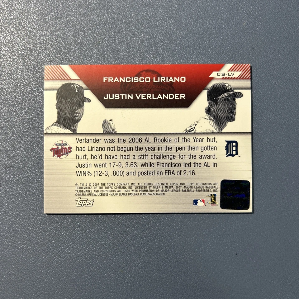 2007 Topps Co-Signers Autographs Francisco Liriano/Justin Verlander AUTO - Image 4 of 4