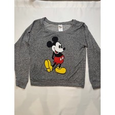 Disney Mickey Mouse Sweatshirt Kids Large Grey Glitter Graphic Pullover