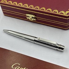 Cartier Santos de Cartier Silver Trim Ballpoint Pen Luxury Pen, Full Boxed
