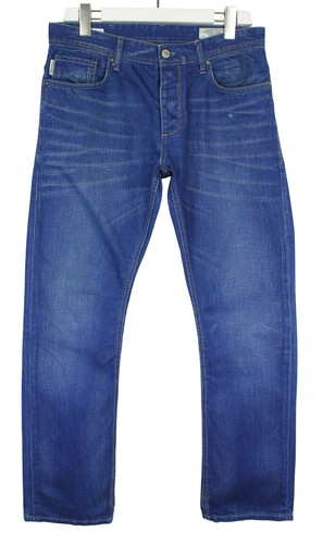 JACK & JONES Rick / Comfort Fit Mens Jeans W32/L32 Button Fly Whiskers Faded