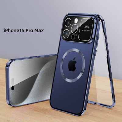 Für iPhone 17 16 15 Pro Max 14 13 Aluminum Magsafe Glas Magnet 360 Handy Hülle
