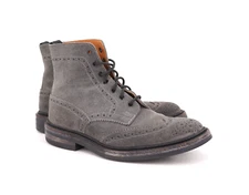 $589 | TRICKERS UK 7 US 8 D WING TIP STOW BOOT SLATE GRAY SUEDE DAINITE