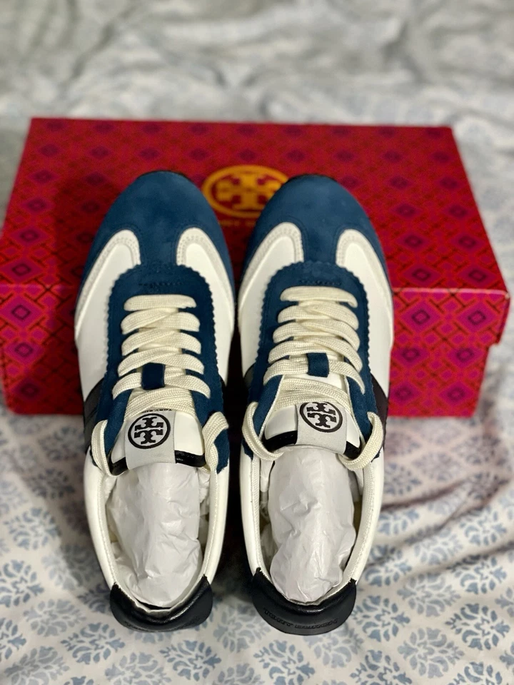 Tenis Tory Burch Hank Nylon/Gamuza Blancanieves/Azul Marino Brillante Talla 5 Foto 3 de 4