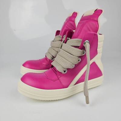 Rick Owens Geobasket Jumbo Laces Hot Pink Sneakers New Size 42 US