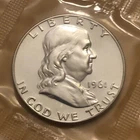 1961 90% SILVER PROOF FRANKLIN HALF FROM U.S. MINT SILVER PROOF SET.  B.U. +++