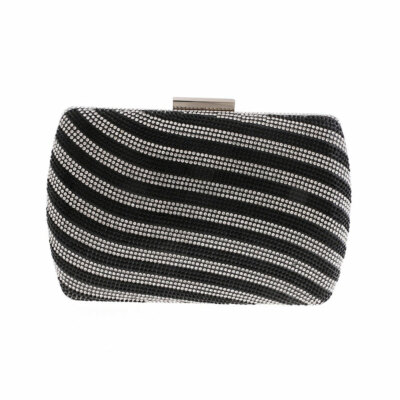 TIGERSTARS SPARKLING BLACK RHINESTONE EVENING CLUTCH CASE BAG