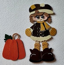 Mini November Calendar Girl Brown Hair set. Scrapbook, Card making Paper Piecing