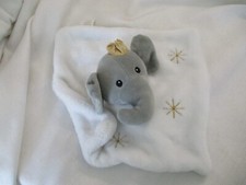 LILA JACK PLUSH WHITE GRAY ELEPHANT LOVEY SECURITY BLANKET GOLD CROWN 12" BABY