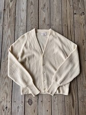 Vintage 50’s Grunge Sweater Cream Alpaca Wool Blend USA Made Men’s XL Cardigan