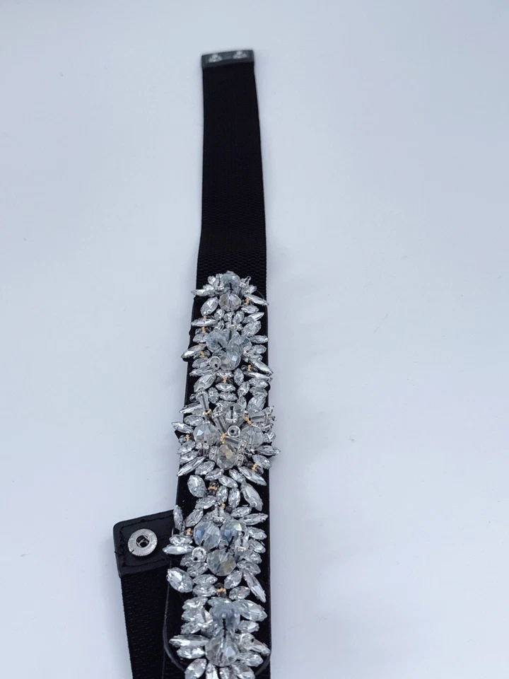 Women Bride Crystal bling Rhinestone Formal Wedding Dress Party Elastic Belt - image 3 of 4