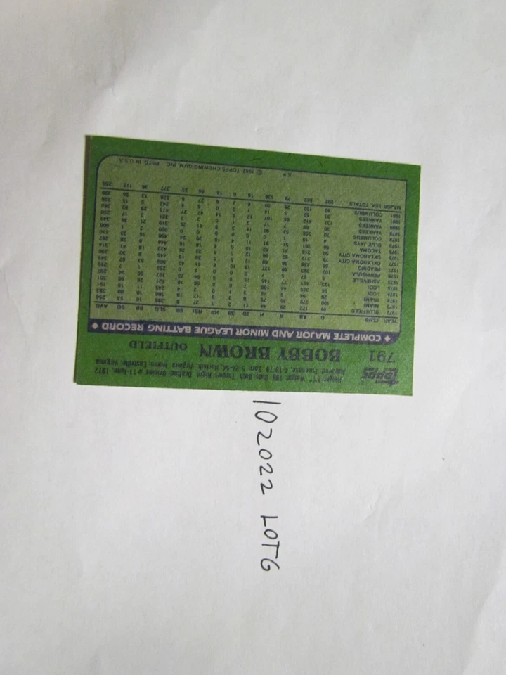 1982 Topps Bobby Brown signed baseball card - Image 2 of 2