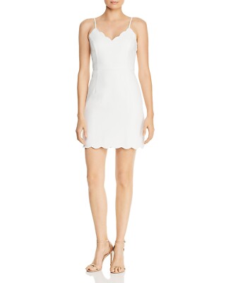 white boat neck mini dress Boat Neck Side Tie Mini Dress-White S