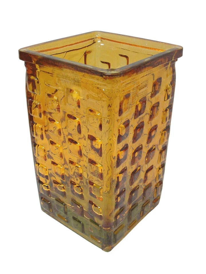 (28141) JARRON FLORERO CRISTAL RECICLADO CUADRADO NARANJA MEDIANO - Imagen 1 de 1