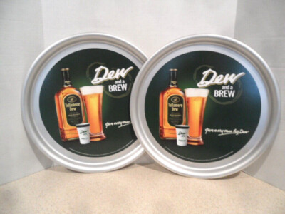2 TULLAMORE DEW AND A BREW 15'' ALUMINUM SERING TRAY 2010