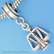 Scales of Justice Lawyer Judge Libra 925 Sterling Silver European Bead Charm