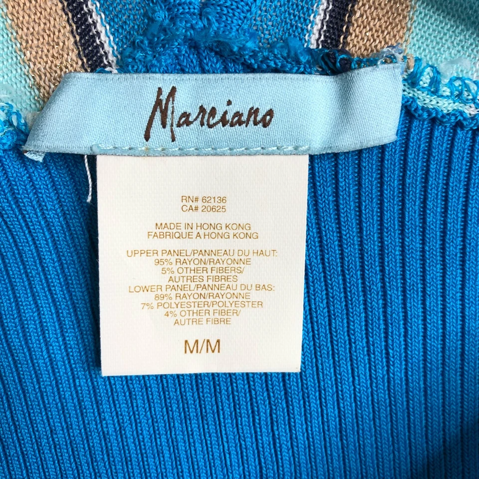 Vestido Suéter Marciano Azul Rayas Tejido Chevron Talla M Manga Acampanada Sumergible DM Foto 2 de 4