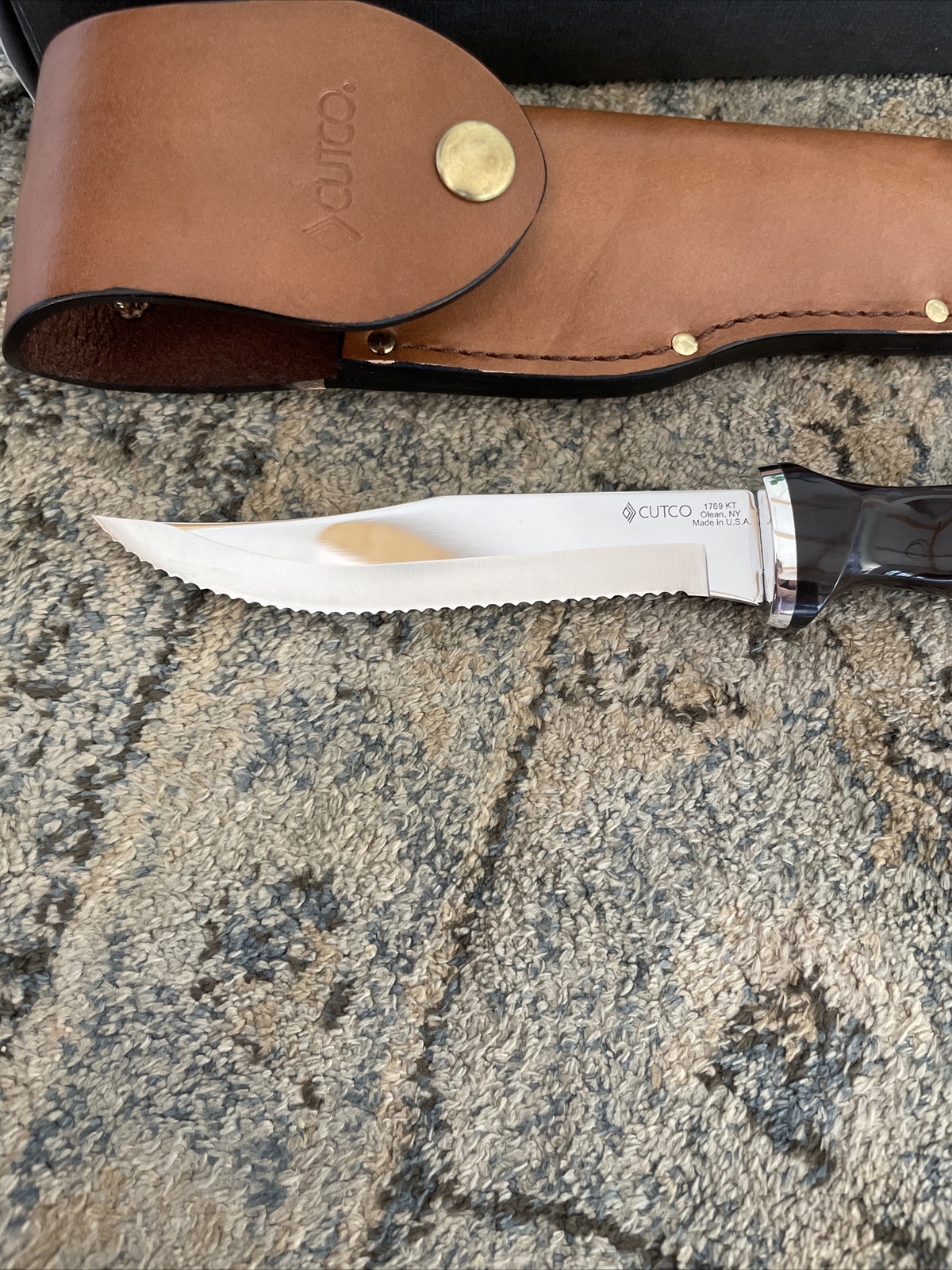 CUTCO 1769 USA Serrated Hunting Knife Leather Sheath eBay