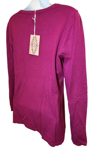 OLIVER by ESCIO Rhinestone Sweater Size MEDIUM Fushia Pink Keyhole - Picture 6 of 10