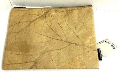 Design Ideas Foliage Tablet IPad Pouch Case Padded NWT Leaf 9'' x 12'' Tan Zip Top