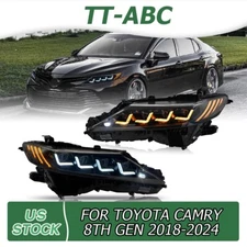 TT-ABC LED DRL Headlights For Toyota Camry 2018-2024 8-Lens Dynamic Animation