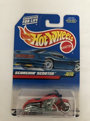 (1) HOT WHEELS 1999 #Main Line 1075 Scorchin Scooter Ducan #24089 red