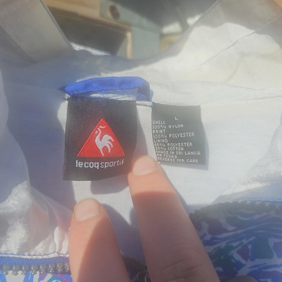 Винтажный LE COQ SPORTIF куртка ветровка женщин большой бега воды чашка печати 90-х - Изображение 2 из 4