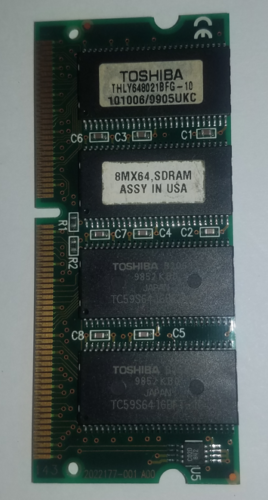 Toshiba 64MB SDR SDRAM 144-pin SO-DIMM PC66 Laptop System Moduł pamięci - Zdjęcie 1 z 6