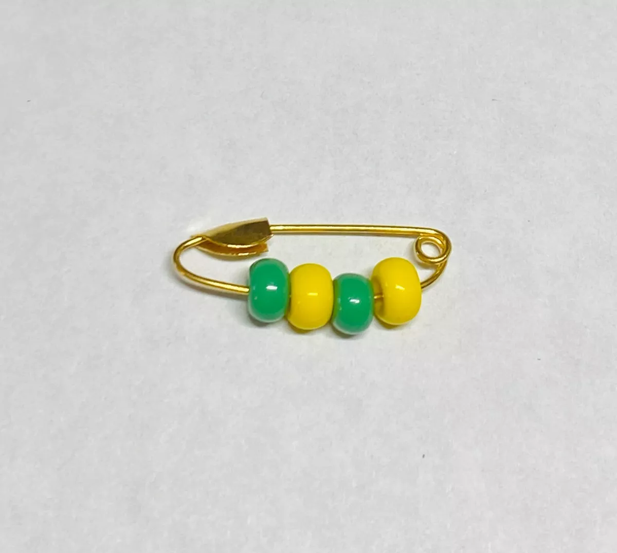10K Yellow Gold Baby Safety Pin with Orula Santeria Beads eBay