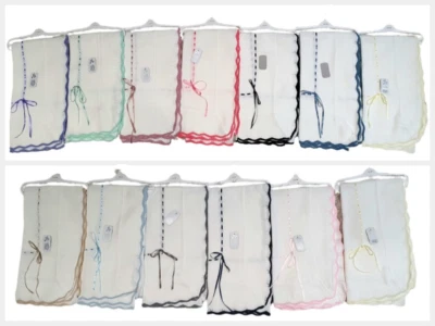 BABY POWERS Babyschal Spanisch mit Farbstreifen und Strickband Babydecke Schal
