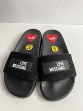 Love Moschino Heart Black Women's Slides JA28012G1EI15000 size 5