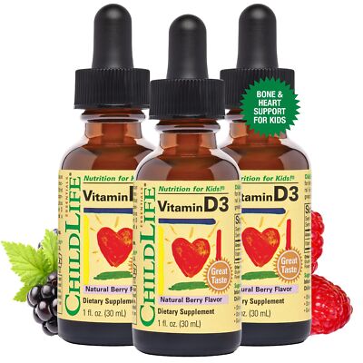 ChildLife Essentials Vitamin D3 Drops for Kids Immune and Bone Health 3 Pack