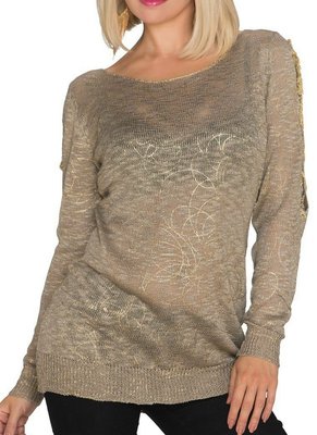 SeXy Miss women's knit sweater glamour print sweater 34/36/38 brown gold TOP