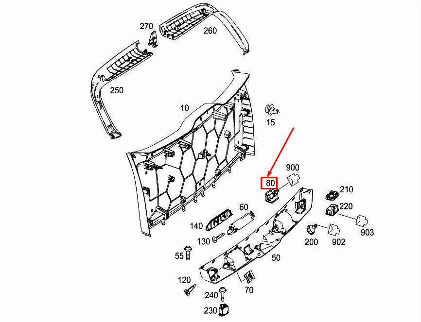 MERCEDES-BENZ GL X166 Heckklappenleuchte hinten, Rechtslenker, A0009060235