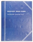 1916 to 1945 Nr Complete Mercury Dime Nice Set, 76 Coins, VG to AU, Cool Folder!