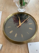 Vintage Messing Gibson Baune & Co LTD Marine Wanduhr - Schwarz & Gold - 32 cm Durchmesser