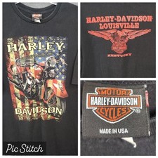Harley Davidson Shirt Mens XL Black Motorcycle Louisville KY Biker Made In USA