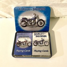 Vintage Harley Davidson Playing Cards 2 Sets In Collectible Tin Made In USA