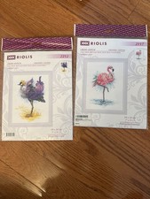 Riolis Counted Cross Stitch Kit 2212 And 2117 Brand New Bird Flamingo