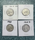 Lot of 4 Washington Silver Quarter Various Dates 1960, 1963, 1964, 1964d  CC 113