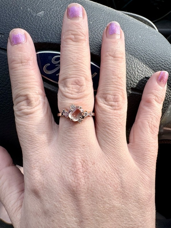 1.50Ct Emerald Cut Lab-Created Morganite Halo Wedding Ring 14K Rose Gold Plated
