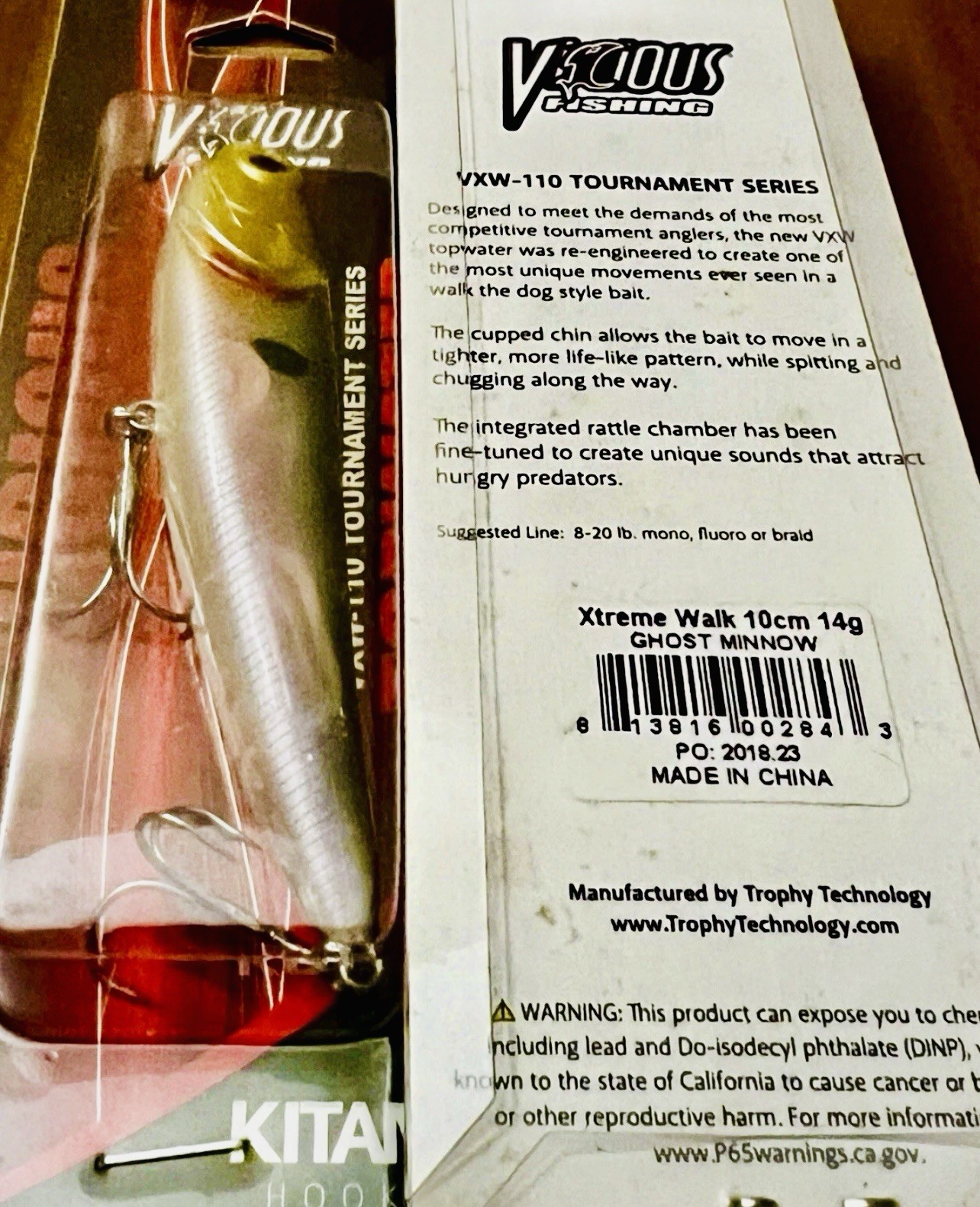 2 Vicious Fishing Xtreme Walk VXW-110 Tournament Topwater Lures GHOST MINNOW - Image 5