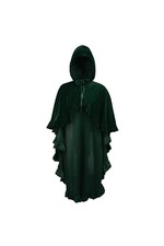 Green Velvet Hooded Ruffle Cape Capelette Goth Victorian Vampire Witchy Medieval