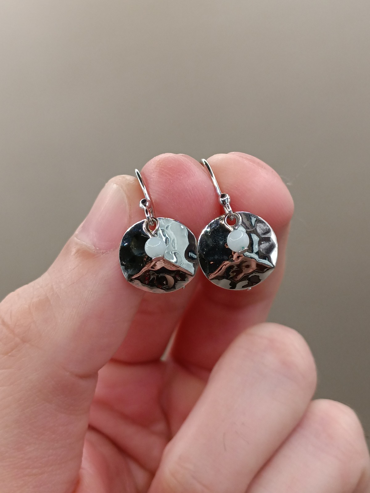 Silver Tone Circle Dangle Hook Earrings - image 1