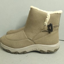 Easy Spirit Womens 7.5 Taupe Water Repellent Ankle Boots Faux Fur Lined Tyme2HS